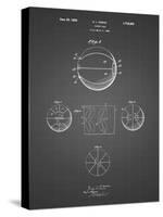 PP222-Black Grid Basketball 1929 Game Ball Patent Poster-Cole Borders-Stretched Canvas