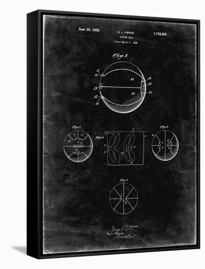 PP222-Black Grunge Basketball 1929 Game Ball Patent Poster-Cole Borders-Framed Stretched Canvas
