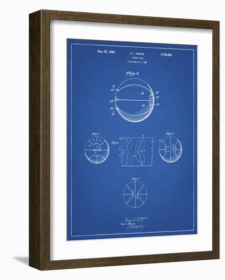 PP222-Blueprint Basketball 1929 Game Ball Patent Poster-Cole Borders-Framed Giclee Print