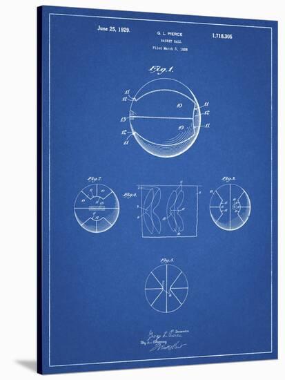 PP222-Blueprint Basketball 1929 Game Ball Patent Poster-Cole Borders-Stretched Canvas