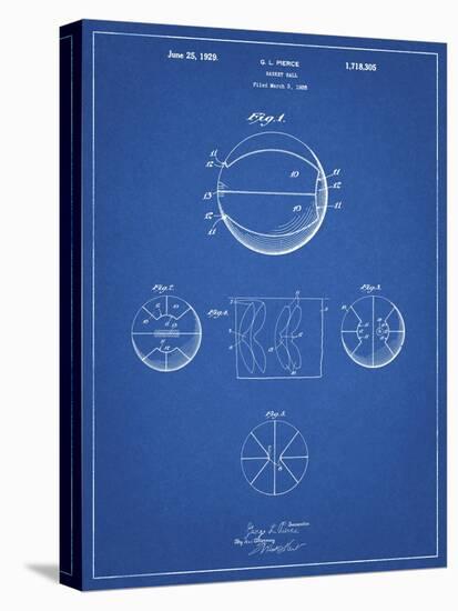 PP222-Blueprint Basketball 1929 Game Ball Patent Poster-Cole Borders-Stretched Canvas