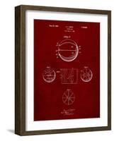 PP222-Burgundy Basketball 1929 Game Ball Patent Poster-Cole Borders-Framed Giclee Print