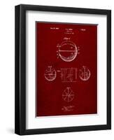 PP222-Burgundy Basketball 1929 Game Ball Patent Poster-Cole Borders-Framed Premium Giclee Print