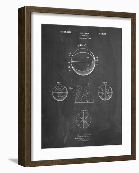 PP222-Chalkboard Basketball 1929 Game Ball Patent Poster-Cole Borders-Framed Giclee Print