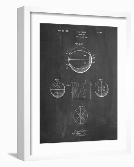 PP222-Chalkboard Basketball 1929 Game Ball Patent Poster-Cole Borders-Framed Giclee Print