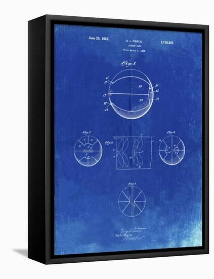 PP222-Faded Blueprint Basketball 1929 Game Ball Patent Poster-Cole Borders-Framed Stretched Canvas