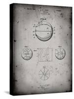 PP222-Faded Grey Basketball 1929 Game Ball Patent Poster-Cole Borders-Stretched Canvas