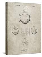 PP222-Sandstone Basketball 1929 Game Ball Patent Poster-Cole Borders-Stretched Canvas