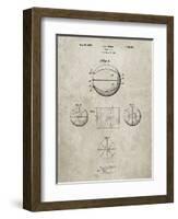 PP222-Sandstone Basketball 1929 Game Ball Patent Poster-Cole Borders-Framed Giclee Print