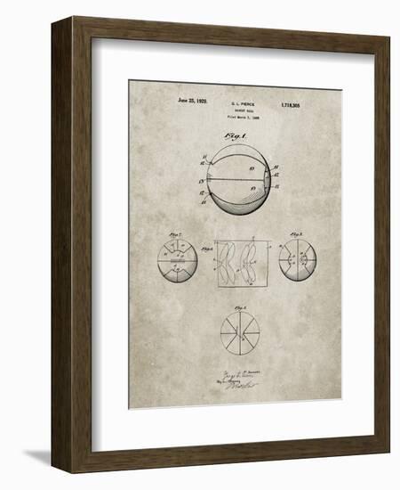 PP222-Sandstone Basketball 1929 Game Ball Patent Poster-Cole Borders-Framed Giclee Print