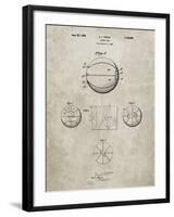 PP222-Sandstone Basketball 1929 Game Ball Patent Poster-Cole Borders-Framed Giclee Print