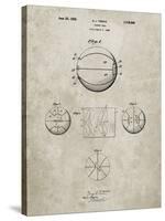 PP222-Sandstone Basketball 1929 Game Ball Patent Poster-Cole Borders-Stretched Canvas