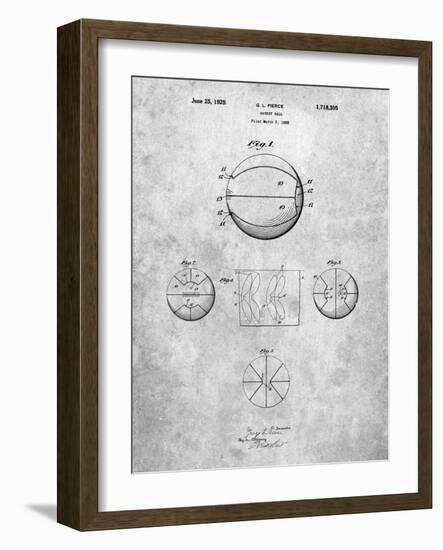 PP222-Slate Basketball 1929 Game Ball Patent Poster-Cole Borders-Framed Giclee Print