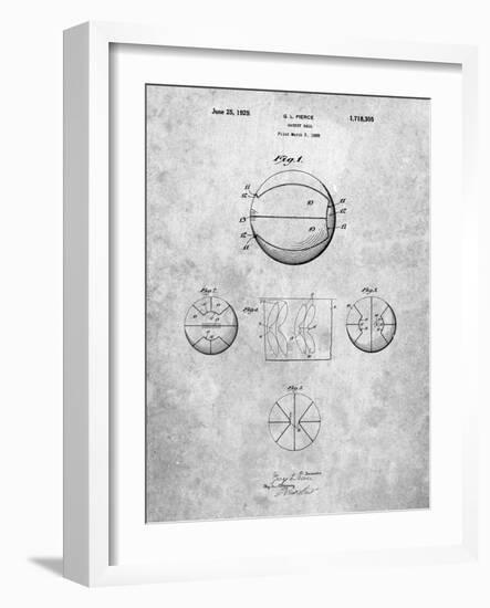 PP222-Slate Basketball 1929 Game Ball Patent Poster-Cole Borders-Framed Giclee Print