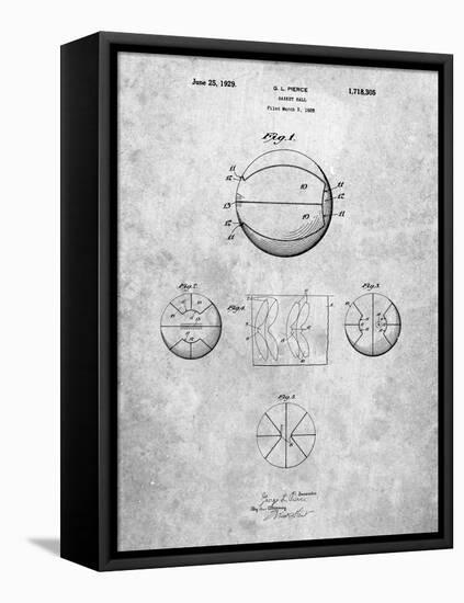 PP222-Slate Basketball 1929 Game Ball Patent Poster-Cole Borders-Framed Stretched Canvas