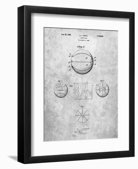 PP222-Slate Basketball 1929 Game Ball Patent Poster-Cole Borders-Framed Giclee Print