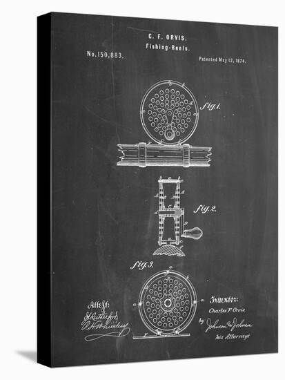 PP225-Chalkboard Orvis 1874 Fly Fishing Reel Patent Poster-Cole Borders-Stretched Canvas