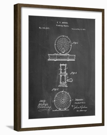 PP225-Chalkboard Orvis 1874 Fly Fishing Reel Patent Poster-Cole Borders-Framed Giclee Print