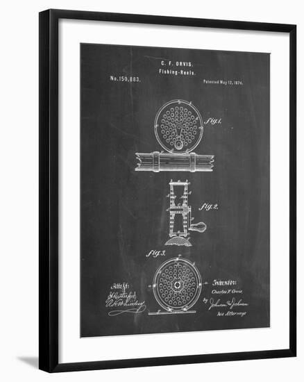 PP225-Chalkboard Orvis 1874 Fly Fishing Reel Patent Poster-Cole Borders-Framed Giclee Print