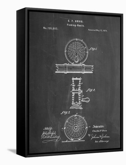 PP225-Chalkboard Orvis 1874 Fly Fishing Reel Patent Poster-Cole Borders-Framed Stretched Canvas