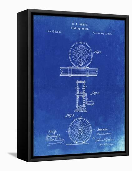 PP225-Faded Blueprint Orvis 1874 Fly Fishing Reel Patent Poster-Cole Borders-Framed Stretched Canvas