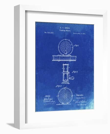 PP225-Faded Blueprint Orvis 1874 Fly Fishing Reel Patent Poster-Cole Borders-Framed Giclee Print