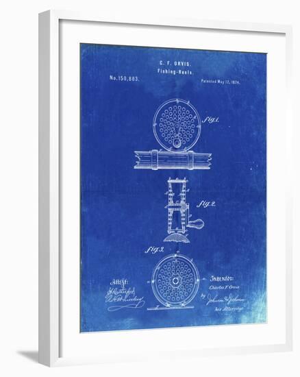 PP225-Faded Blueprint Orvis 1874 Fly Fishing Reel Patent Poster-Cole Borders-Framed Giclee Print