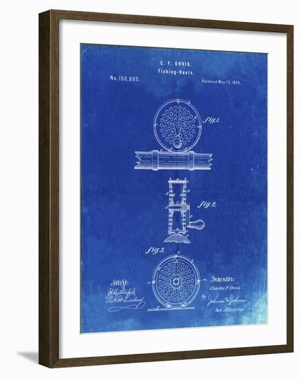 PP225-Faded Blueprint Orvis 1874 Fly Fishing Reel Patent Poster-Cole Borders-Framed Giclee Print