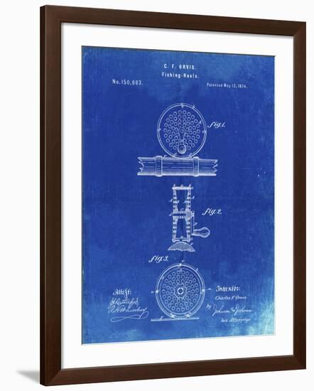 PP225-Faded Blueprint Orvis 1874 Fly Fishing Reel Patent Poster-Cole Borders-Framed Giclee Print