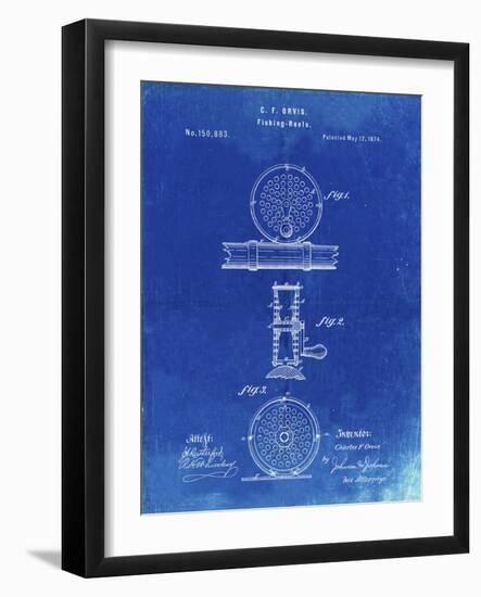 PP225-Faded Blueprint Orvis 1874 Fly Fishing Reel Patent Poster-Cole Borders-Framed Giclee Print