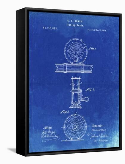PP225-Faded Blueprint Orvis 1874 Fly Fishing Reel Patent Poster-Cole Borders-Framed Stretched Canvas