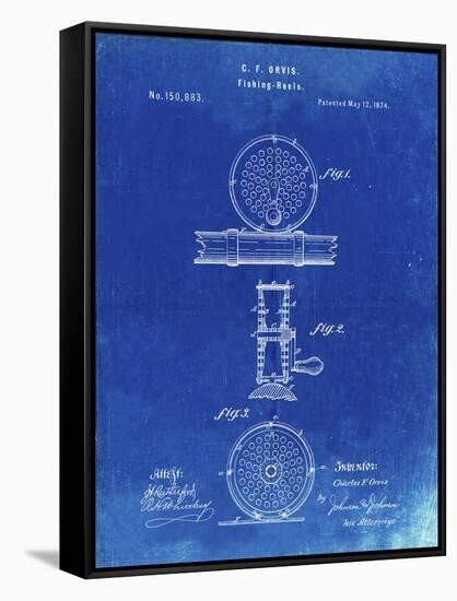 PP225-Faded Blueprint Orvis 1874 Fly Fishing Reel Patent Poster-Cole Borders-Framed Stretched Canvas