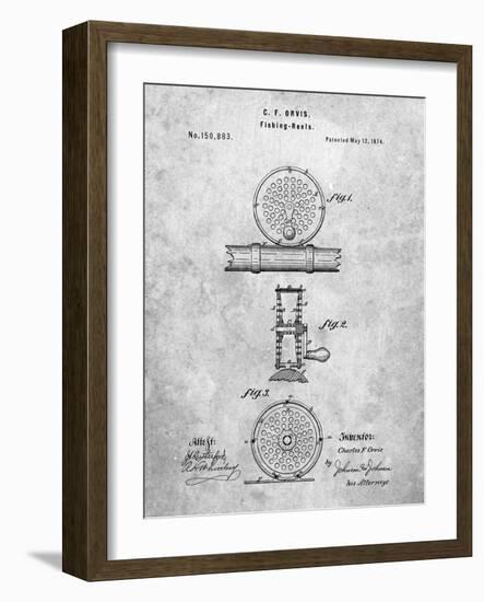 PP225-Slate Orvis 1874 Fly Fishing Reel Patent Poster-Cole Borders-Framed Giclee Print