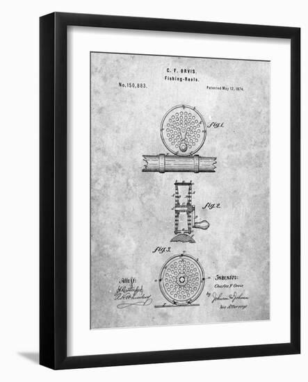 PP225-Slate Orvis 1874 Fly Fishing Reel Patent Poster-Cole Borders-Framed Giclee Print