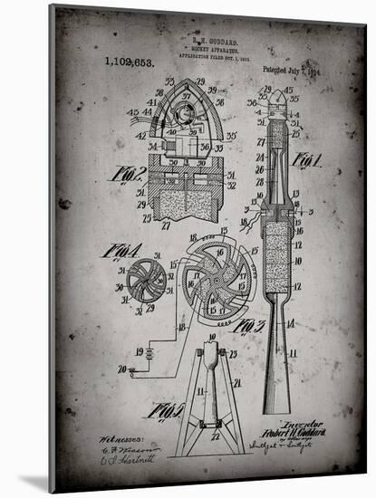 PP230-Faded Grey Robert Goddard Rocket Patent Poster-Cole Borders-Mounted Giclee Print
