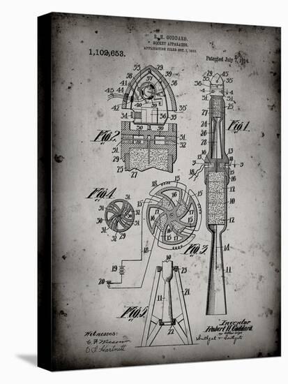 PP230-Faded Grey Robert Goddard Rocket Patent Poster-Cole Borders-Stretched Canvas