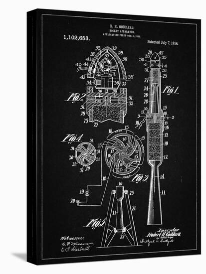 PP230-Vintage Black Robert Goddard Rocket Patent Poster-Cole Borders-Stretched Canvas