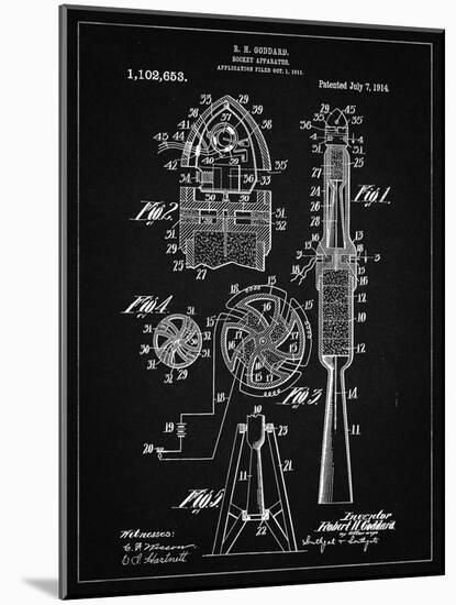 PP230-Vintage Black Robert Goddard Rocket Patent Poster-Cole Borders-Mounted Giclee Print