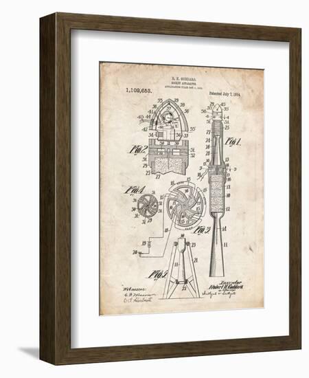 PP230-Vintage Parchment Robert Goddard Rocket Patent Poster-Cole Borders-Framed Giclee Print