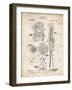 PP230-Vintage Parchment Robert Goddard Rocket Patent Poster-Cole Borders-Framed Giclee Print