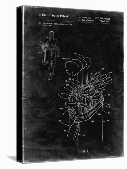 PP234-Black Grunge Golf Bag Patent Poster-Cole Borders-Stretched Canvas