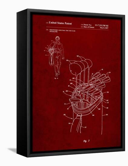 PP234-Burgundy Golf Bag Patent Poster-Cole Borders-Framed Stretched Canvas