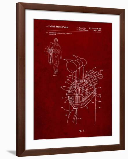 PP234-Burgundy Golf Bag Patent Poster-Cole Borders-Framed Giclee Print