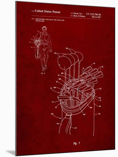 PP234-Burgundy Golf Bag Patent Poster-Cole Borders-Mounted Giclee Print