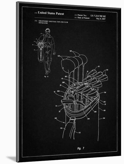 PP234-Vintage Black Golf Bag Patent Poster-Cole Borders-Mounted Giclee Print
