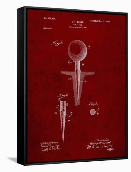 PP237-Burgundy Vintage Golf Tee 1899 Patent Poster-Cole Borders-Framed Stretched Canvas
