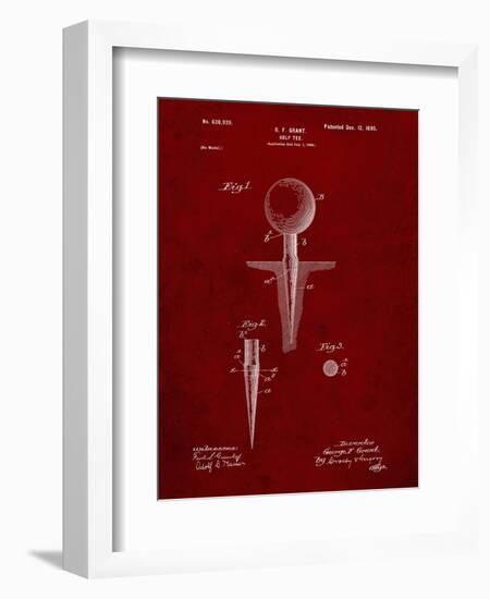 PP237-Burgundy Vintage Golf Tee 1899 Patent Poster-Cole Borders-Framed Giclee Print