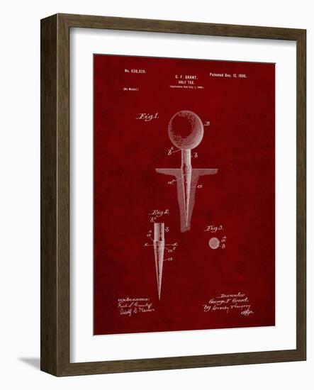 PP237-Burgundy Vintage Golf Tee 1899 Patent Poster-Cole Borders-Framed Giclee Print