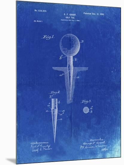 PP237-Faded Blueprint Vintage Golf Tee 1899 Patent Poster-Cole Borders-Mounted Giclee Print