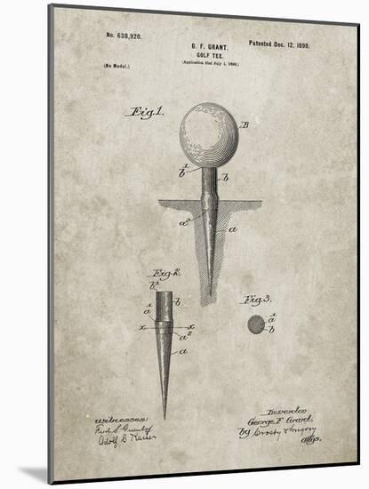 PP237-Sandstone Vintage Golf Tee 1899 Patent Poster-Cole Borders-Mounted Giclee Print